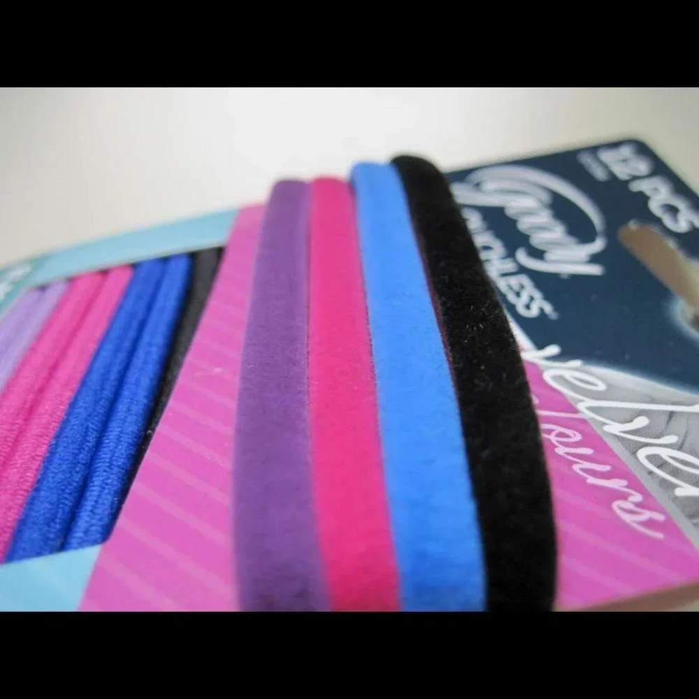 17 Goody Ouchless 5 Velvet Mixed Pack Elastic Hair Band Ponytailers Pink Purple